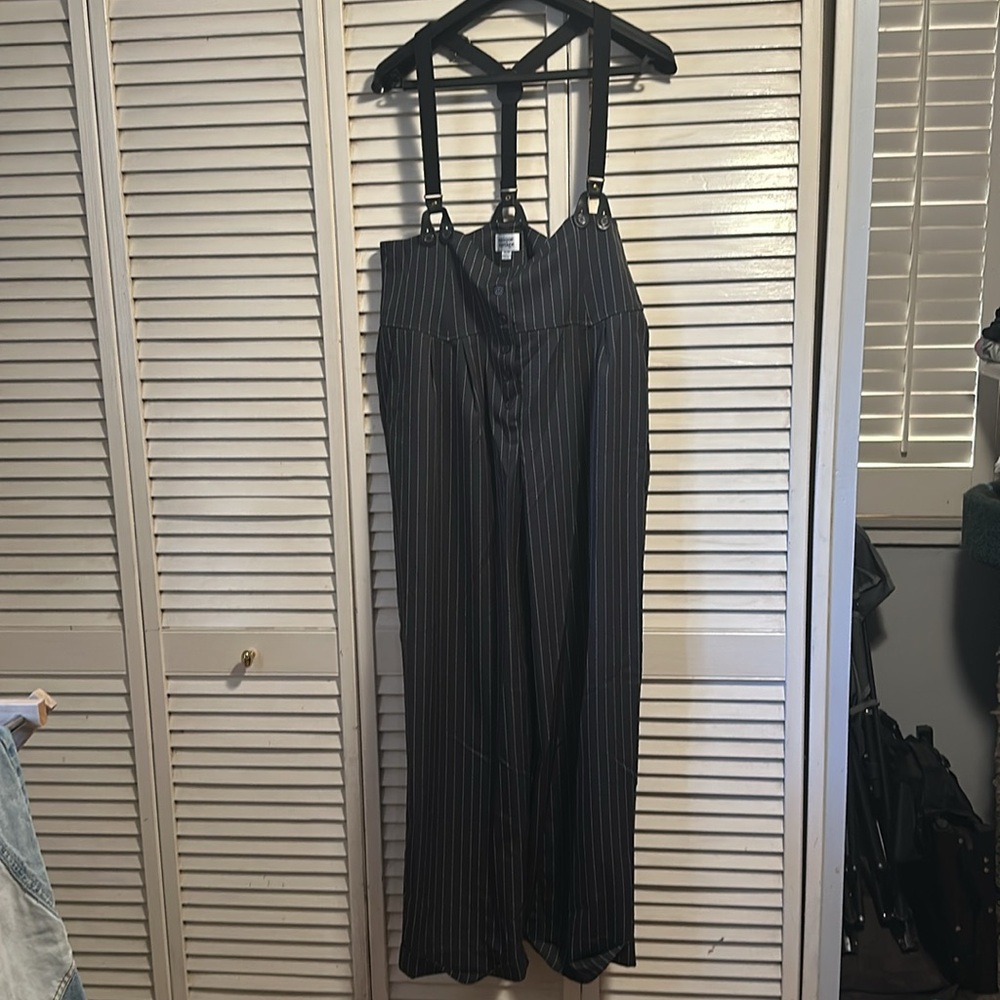 Unique vintage suspenders suit